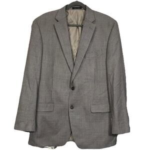 Lauren Ralph Lauren Sport Coat Men Size 44L Houndstooth Silk Wool Jacket Blazer